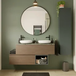 Plan de toilette L.120 x l.45 x ép.2 cm effet marbre vert Cadélia