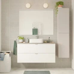 Plan de toilette L.120 x l.45 x ép.2 cm effet granite gris Cadélia
