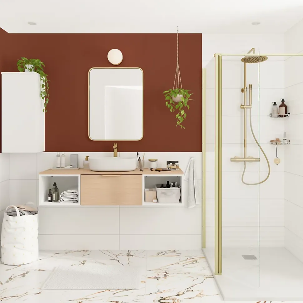 Plan de toilette L.140 x l.45 x ép.1,8 cm effet chêne Kentia