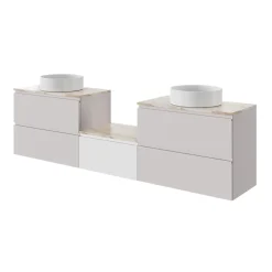 Plan de toilette L.60 x l.45 x ép.2 cm, effet marbre beige, Cadélia