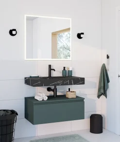 Plan de toilette L.80 x l.45 x ép.18 cm vert forêt mat Kentia