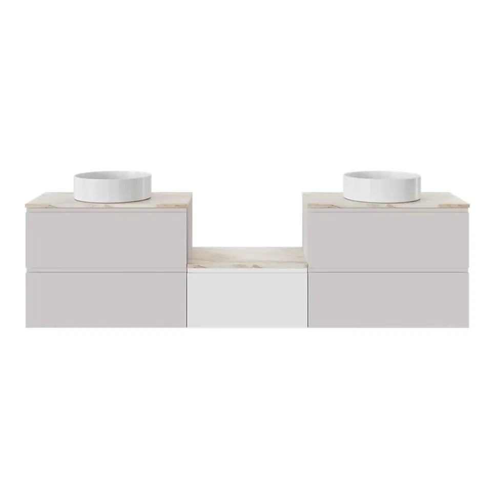 Plan de toilette L.80 x l.45 x ép.2 cm, effet marbre beige, Cadélia
