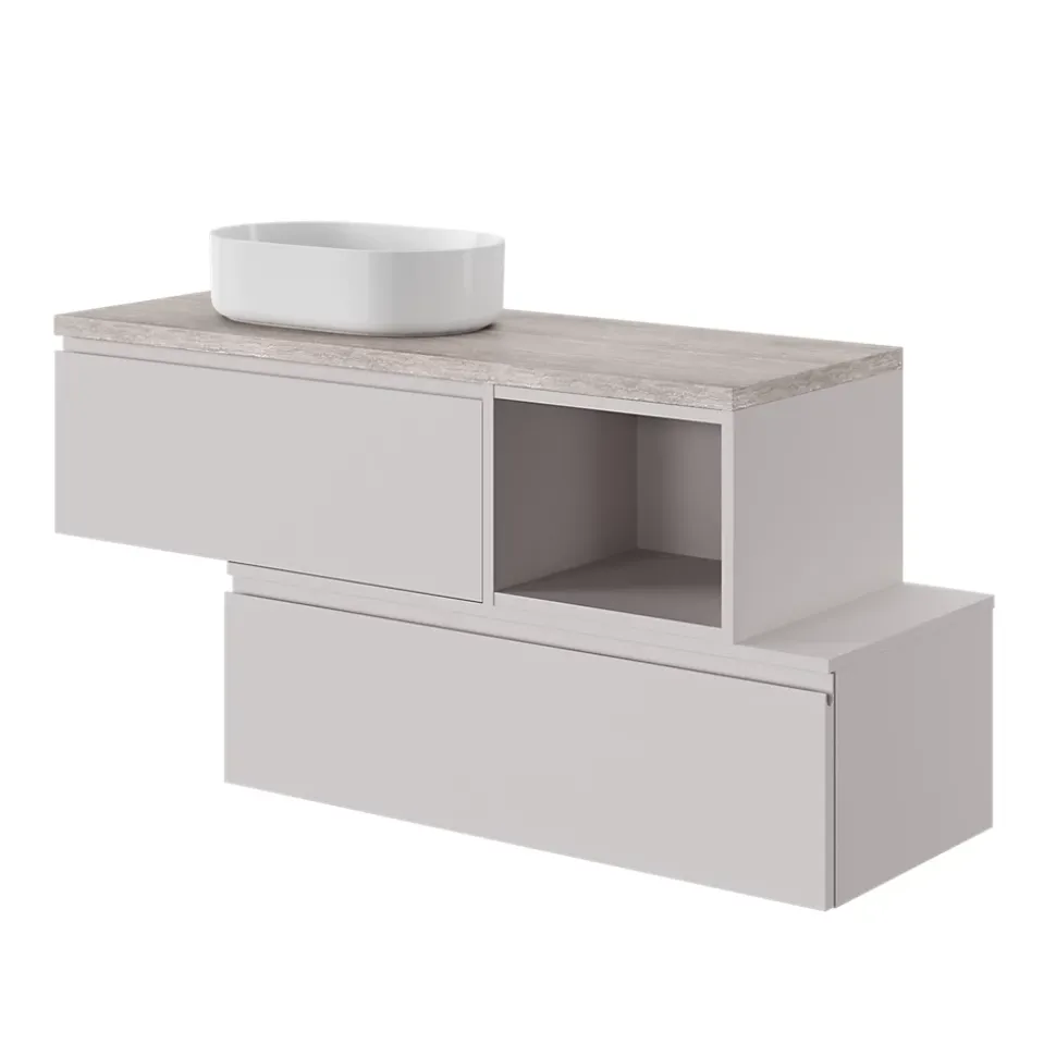 Plan de toilette L.100 x l.45 x ép.1,8 cm, beige cachemire, Kentia