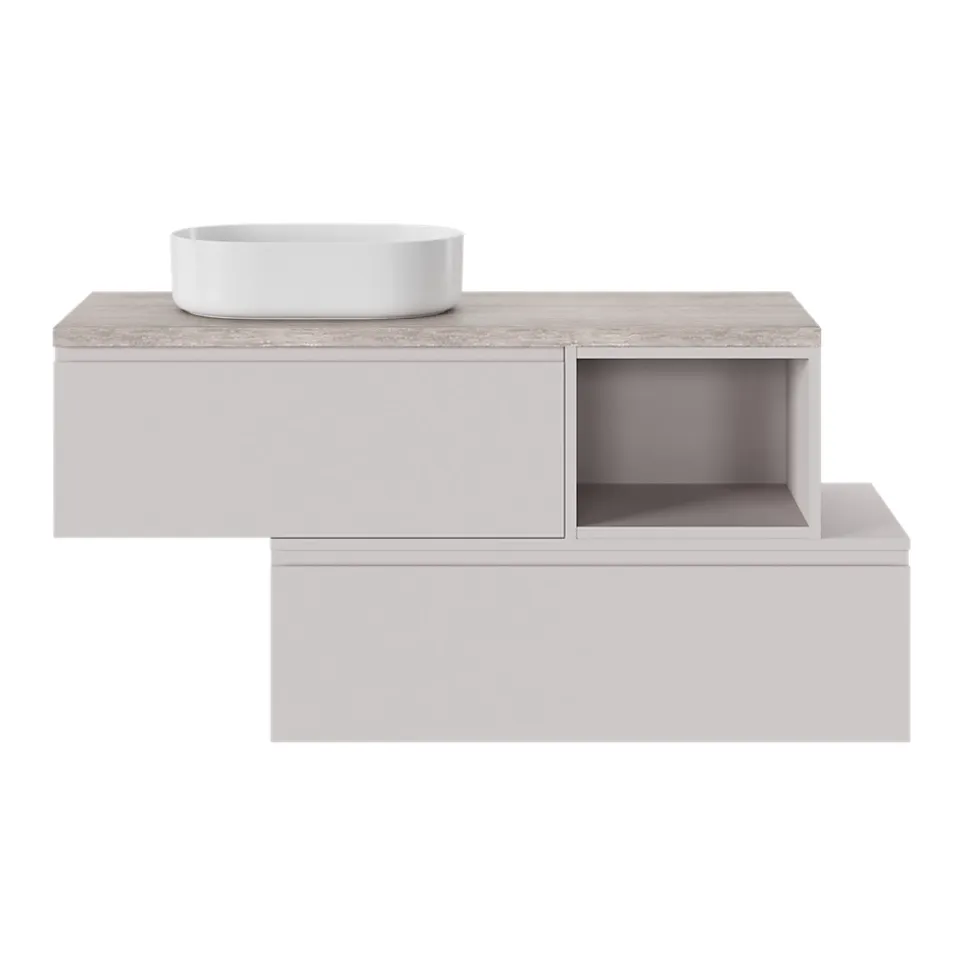 Plan de toilette L.100 x l.45 x ép.1,8 cm, beige cachemire, Kentia