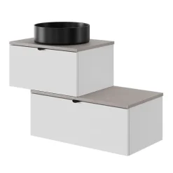 Plan de toilette L.80 x l.45 x ép.2 cm effet granit gris Cadélia