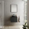 Plan de toilette noir mat L.60 x l.51,5 x ép.2 cm, Pura+