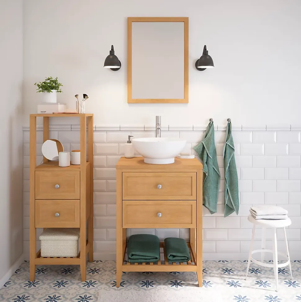 Plan de toilette placage chêne L.60,4 x l.45,2 x ép.2,8 cm, GoodHome Perma