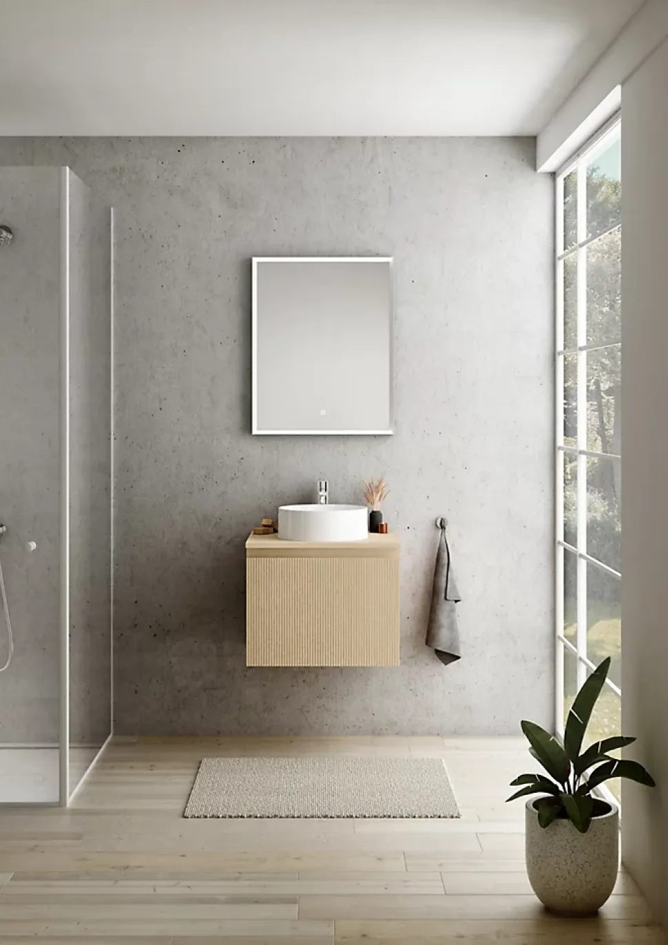 Plan de toilette plaqué chêne clair L.60 x l.51,5 x ép.2 cm, Pura+