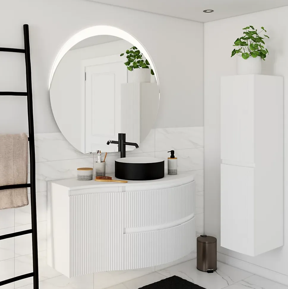 Plan de toilette pour vasque à poser version droite Vague blanc mat 103,1 cm