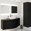Plan de toilette pour vasque à poser version centre Vague noir mat 137,8 cm