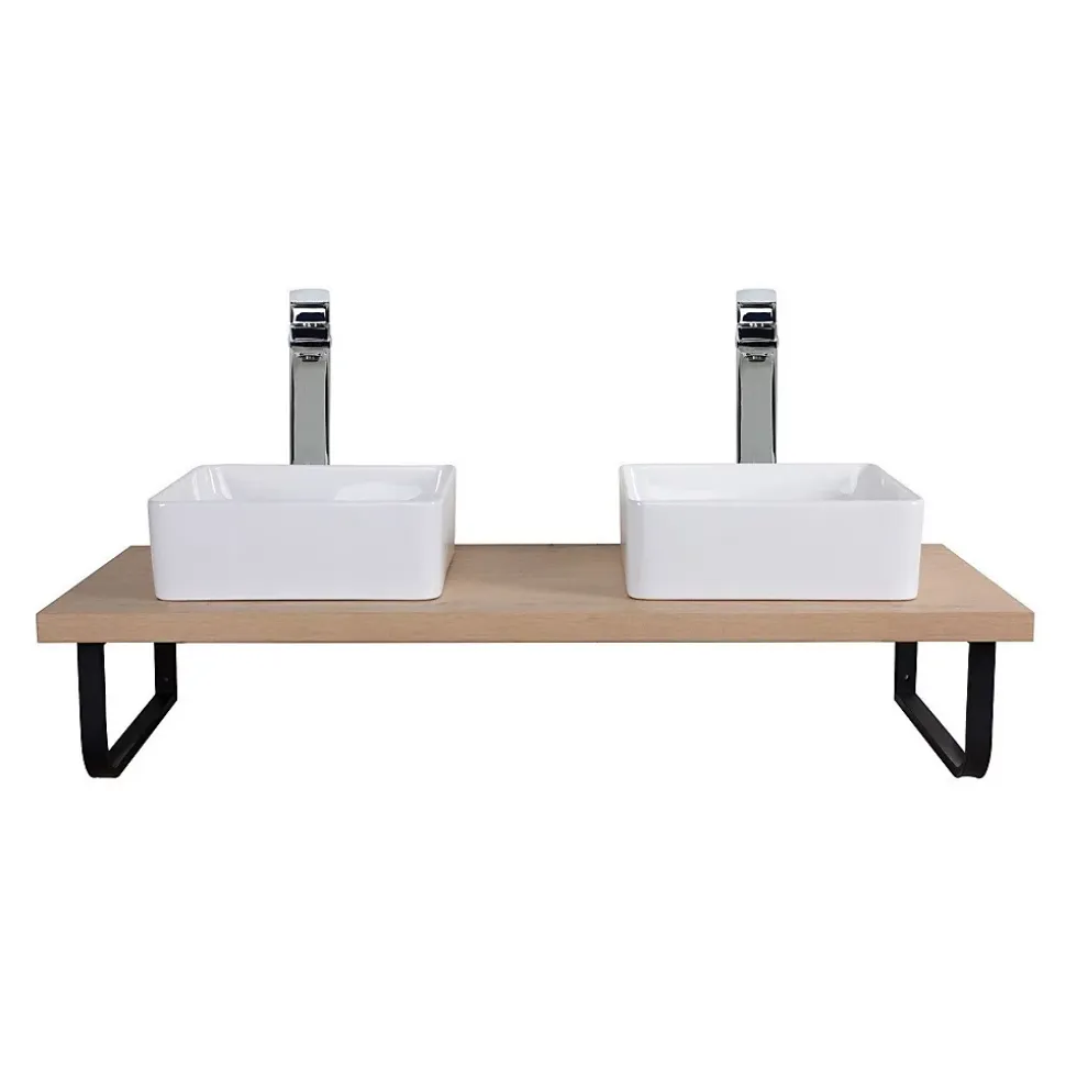 Plan de toilette suspendu pour vasque WILL - 120 cm avec équerres noires