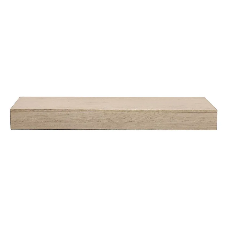 Plan de toilette suspendu pour vasque WILL - 120 cm - Ep. 12 cm + Equerres invisibles - Décor Chêne