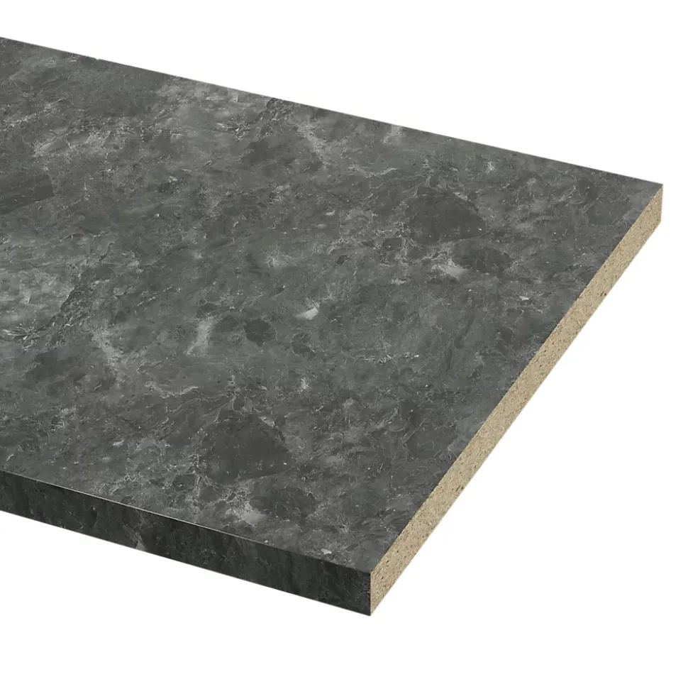 Plan de travail aspect marbre gris foncé GoodHome Kala L.300 x l.62 x Ép.3,8 cm