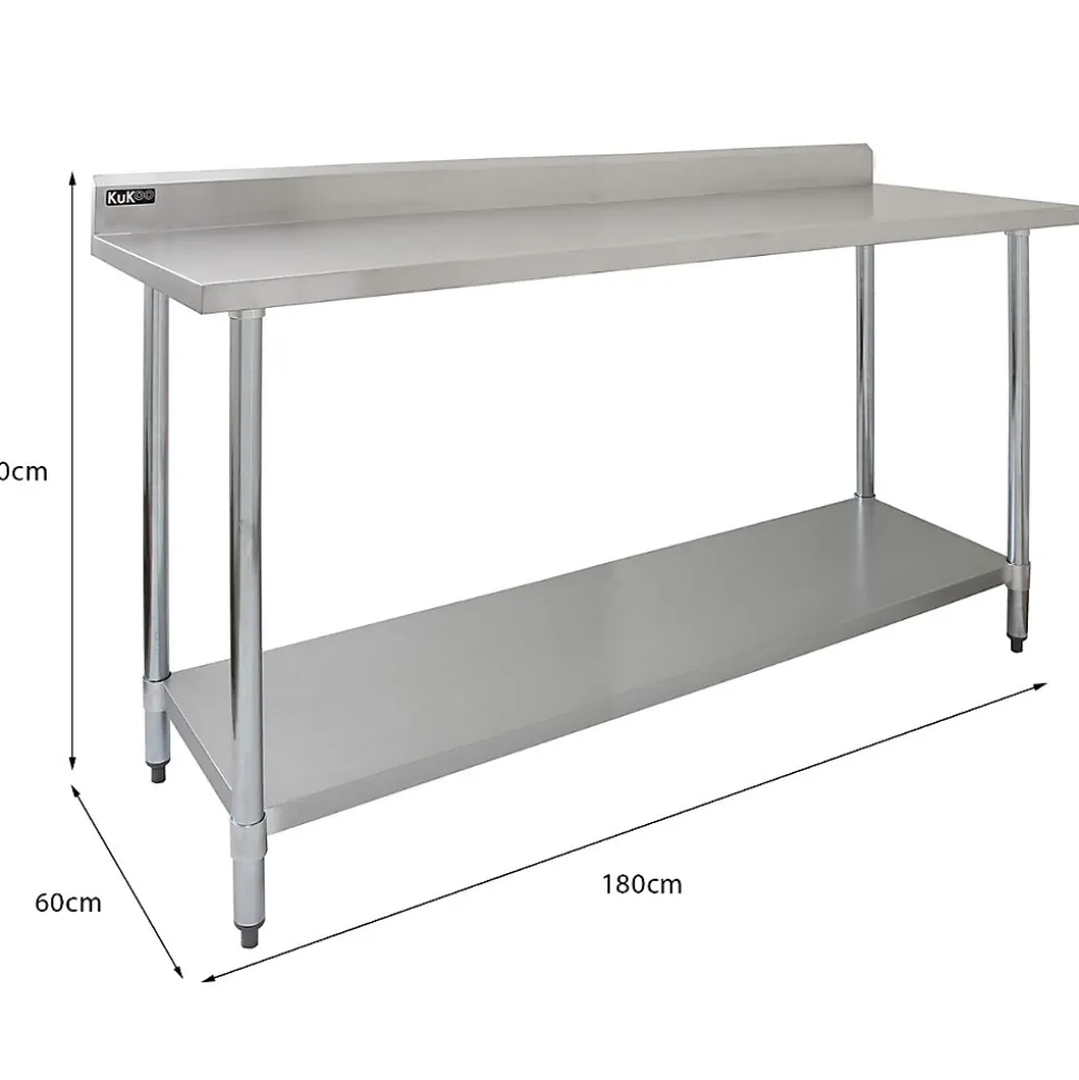 Plan de Travail 180cm, Evier en acier - Egouttoir à gauche et Etagère Murale