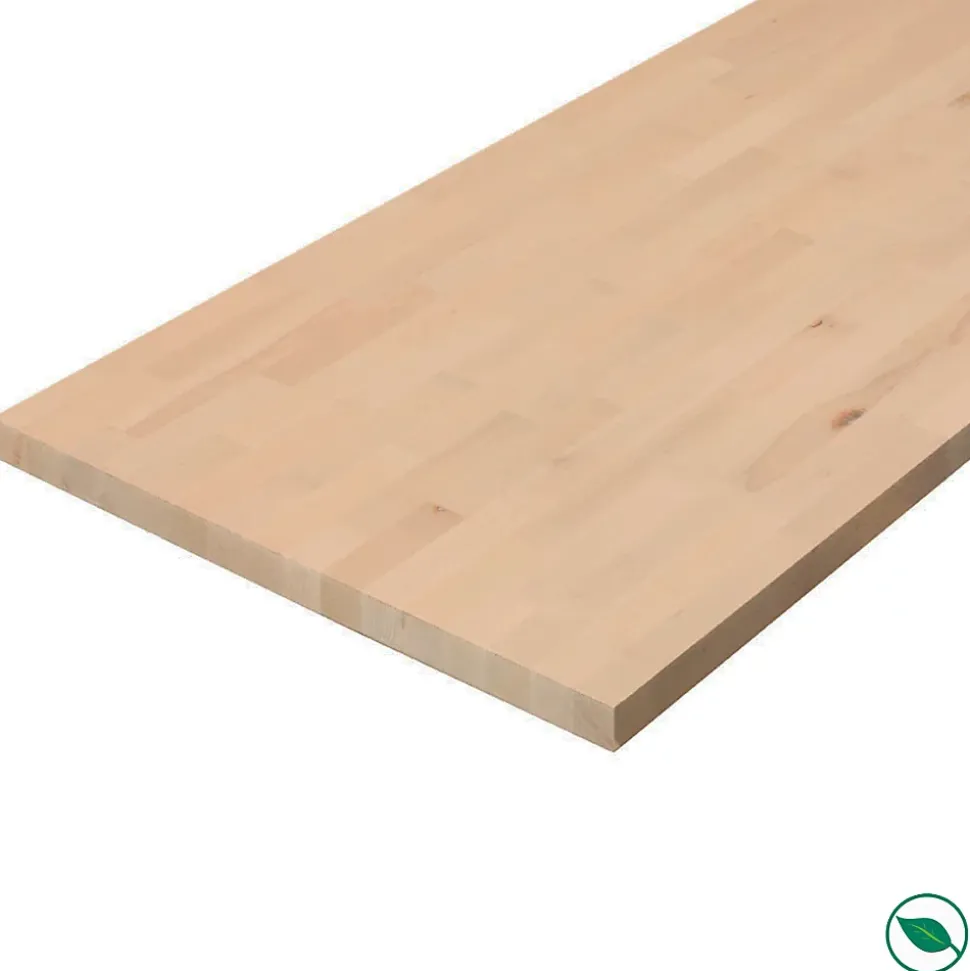 Plan de travail hêtre massif lamellé collé abouté 2500 x 650 x 38 mm