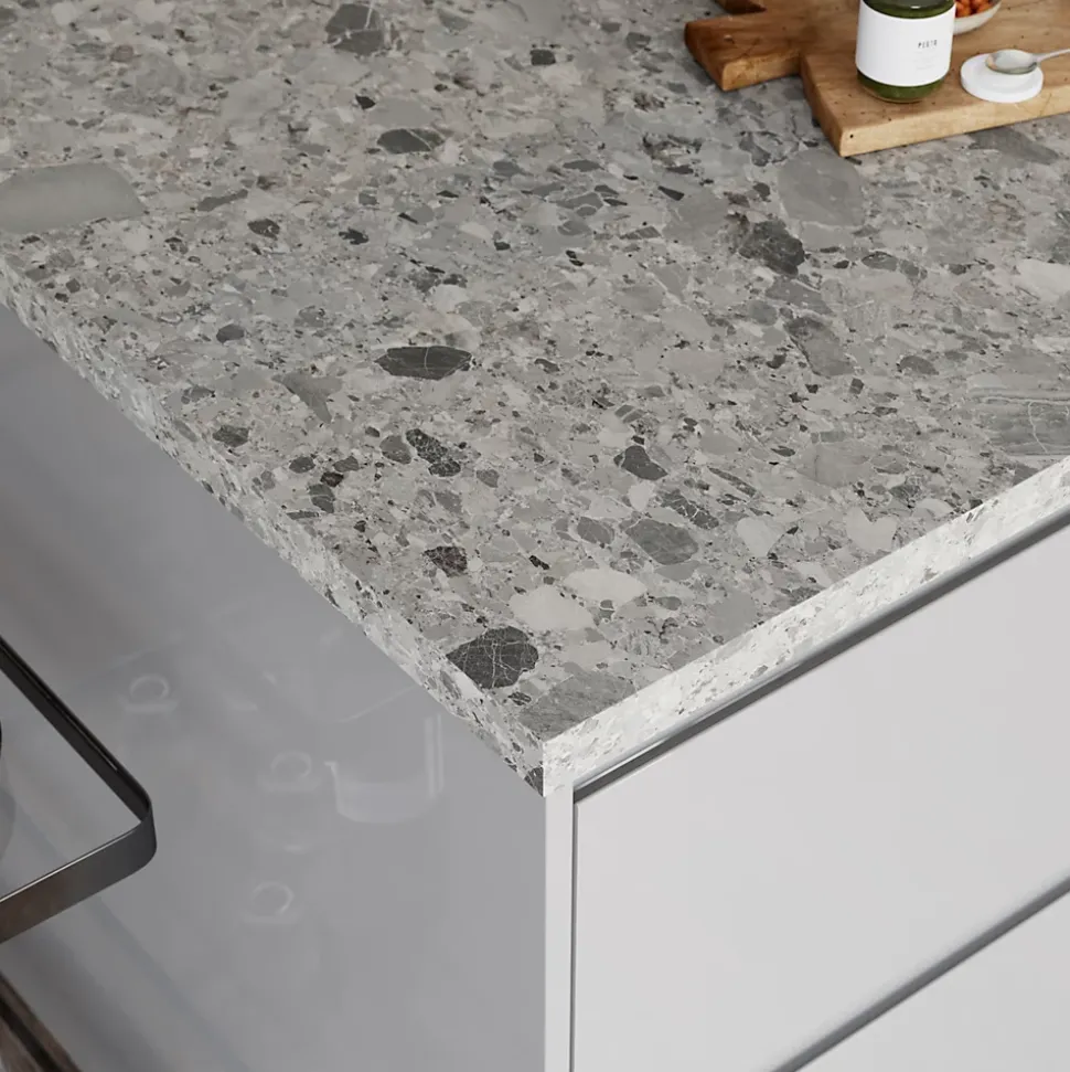 Plan de travail stratifié décor ceppo gris GoodHome Berberis L.300 x Ép.3,8 cm