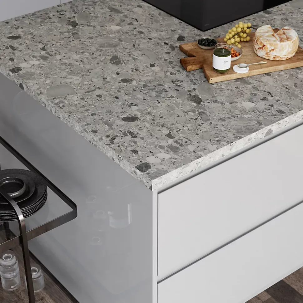 Plan de travail stratifié décor ceppo gris GoodHome Berberis L.300 x Ép.3,8 cm