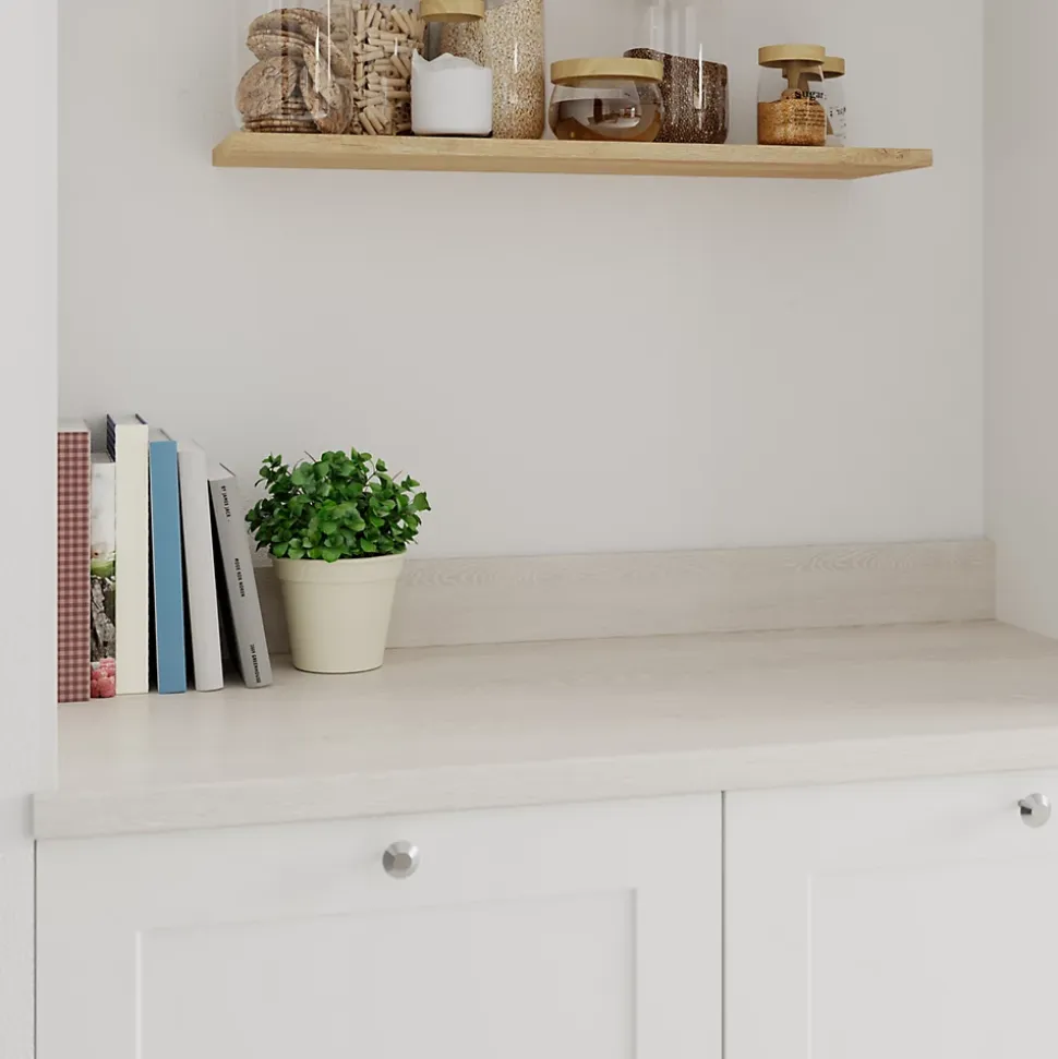 Plan de travail stratifié aspect bois blanc GoodHome Kabsa L.300 x l.62 x Ép.3,8 cm
