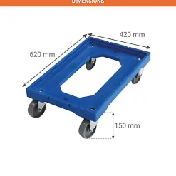 Plateau 4 roues pivotantes - Charge max 150kg - PD150