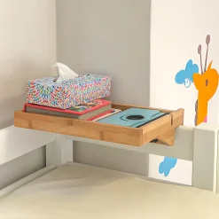 Plateau en Bambou Amovible avec Encoches pour Câbles, pour Livres et Smartphones, Adapté aux Cadres de 1 à 3 cm, Naturel