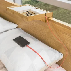 Plateau en Bambou Amovible avec Encoches pour Câbles, pour Livres et Smartphones, Adapté aux Cadres de 1 à 3 cm, Naturel