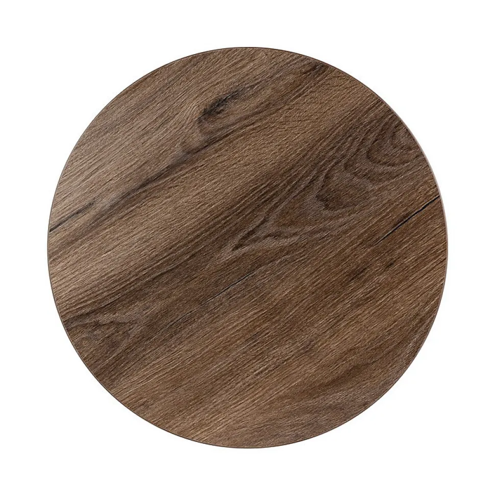 Plateau laminé chêne chocolat rond, diamètre 50 cm, pour bureau, table, table basse