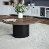 Plateau laminé chêne chocolat rond, diamètre 90 cm, pour bureau, table, table basse