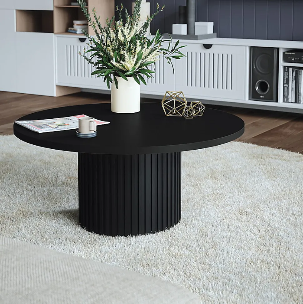 Plateau laminé noir rond, diamètre 68 cm, pour bureau, table, table basse