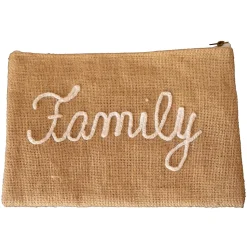Pochette Jute "Family" (27x20 cm - Naturel)