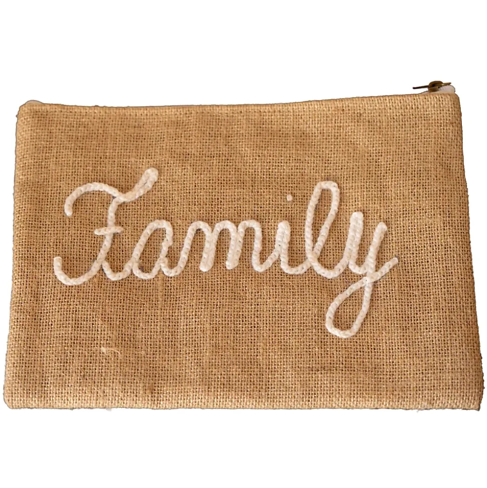 Pochette Jute "Family" (27x20 cm - Naturel)