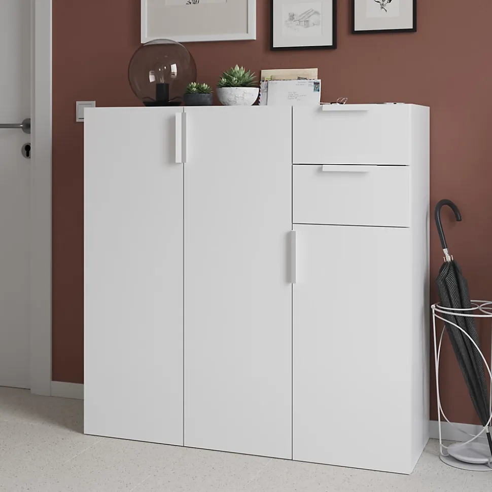 Poignée acier blanc edge Atomia L. 16,5 cm GoodHome vendue par 2