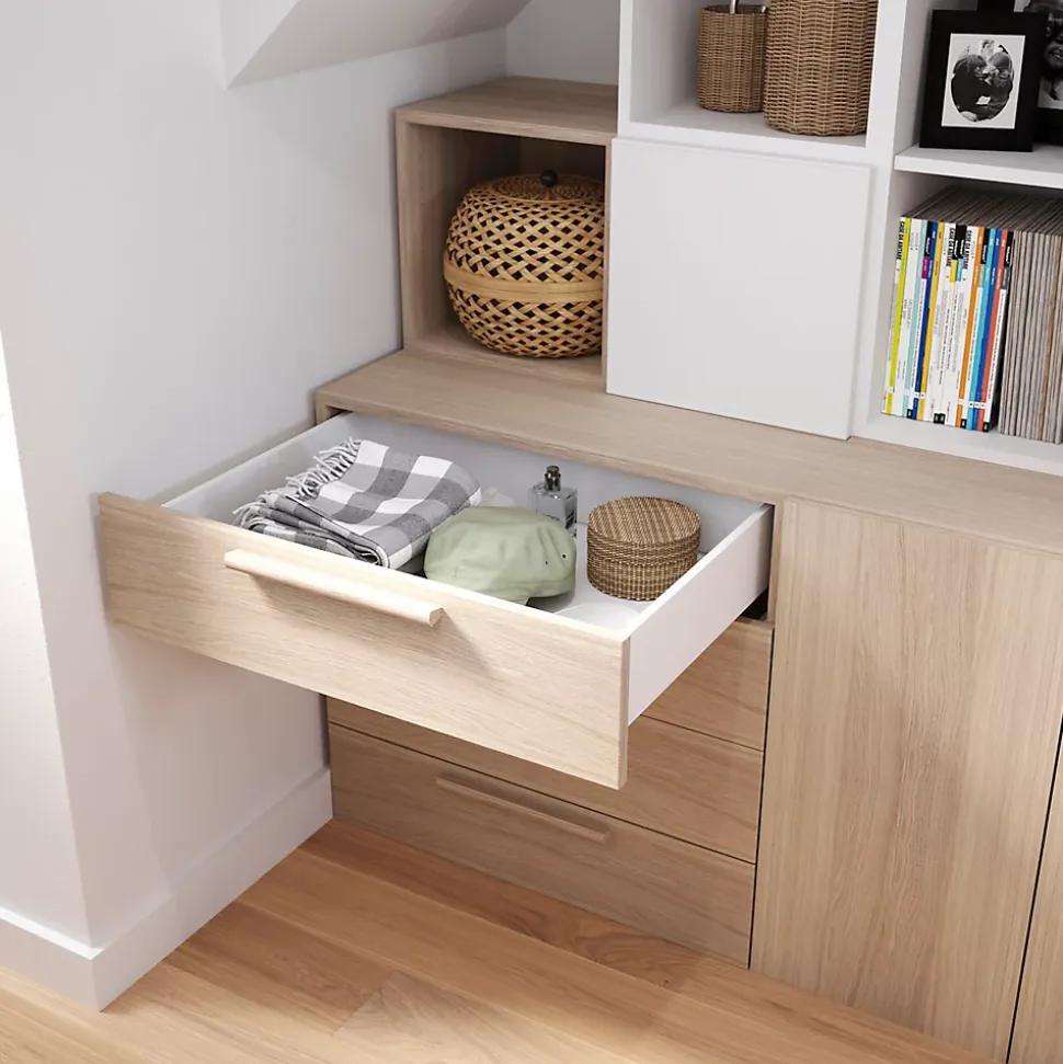 Poignée effet chêne GoodHome Atomia H. 2,8 x L. 29,3 x P. 1,9 cm vendue par 2