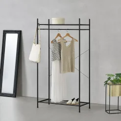 Portant à vêtement Irura 2 Surfaces de Stockage 150 x 80 x 40 cm Noir en.casa