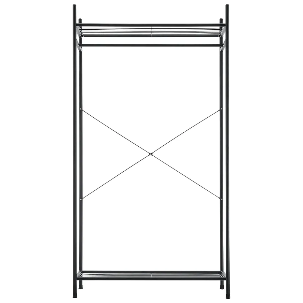 Portant à vêtement Irura 2 Surfaces de Stockage 150 x 80 x 40 cm Noir en.casa