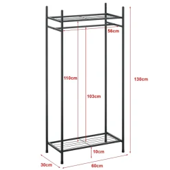 Portant à vêtement Irura 2 Surfaces de Stockage 130 x 60 x 30 cm Noir en.casa