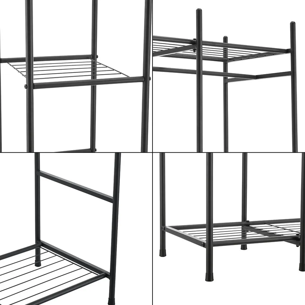 Portant à vêtement Irura 6 Surfaces de Stockage 150 x 150 x 40 cm Noir en.casa