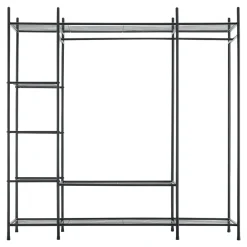 Portant à vêtement Irura 6 Surfaces de Stockage 150 x 150 x 40 cm Noir en.casa