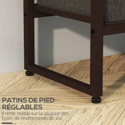 Portant à vêtement style industriel - barre penderie, 2 étagères, 3 tiroirs - acier noir effet bois vieilli