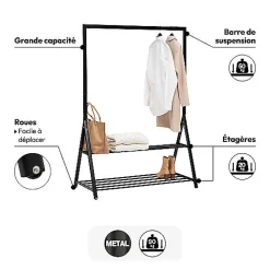 Portant à vêtements 2 niveaux métal Athéna - Noir- 5five
