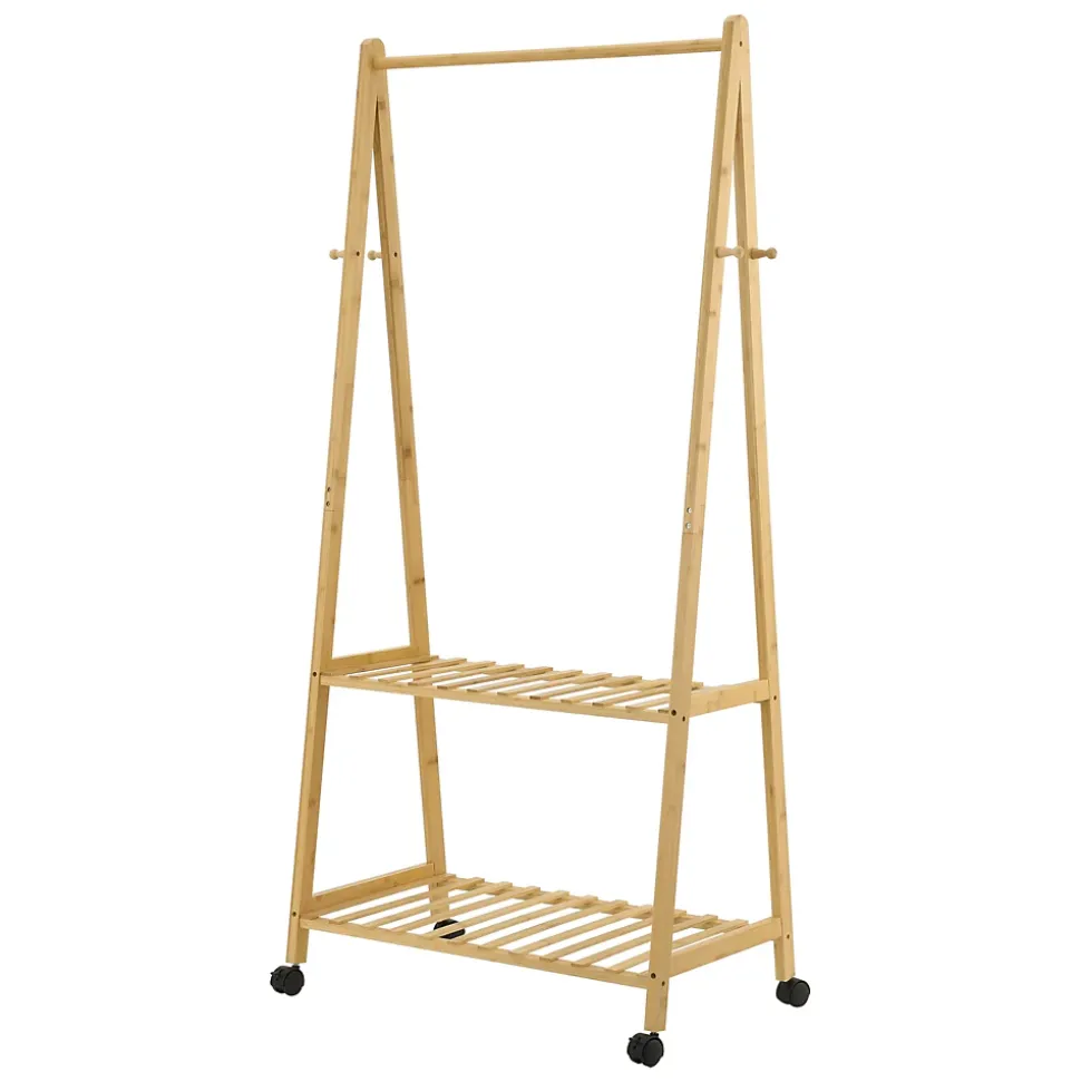 Portant à vêtements à roulettes Ullensvang Bambou 70 x 43 x 152 cm en.casa