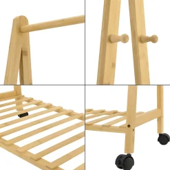 Portant à vêtements à roulettes Ullensvang Bambou 70 x 43 x 152 cm en.casa