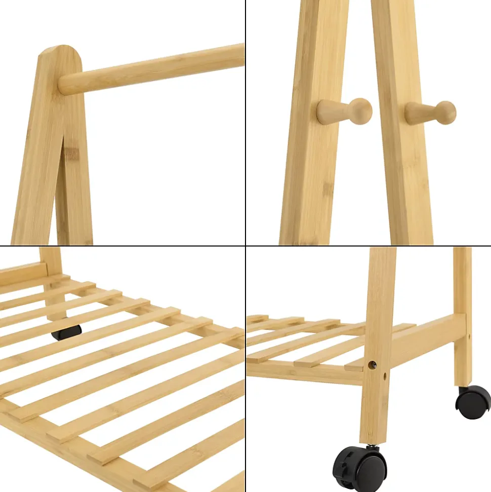 Portant à vêtements à roulettes Ullensvang Bambou 70 x 43 x 152 cm en.casa