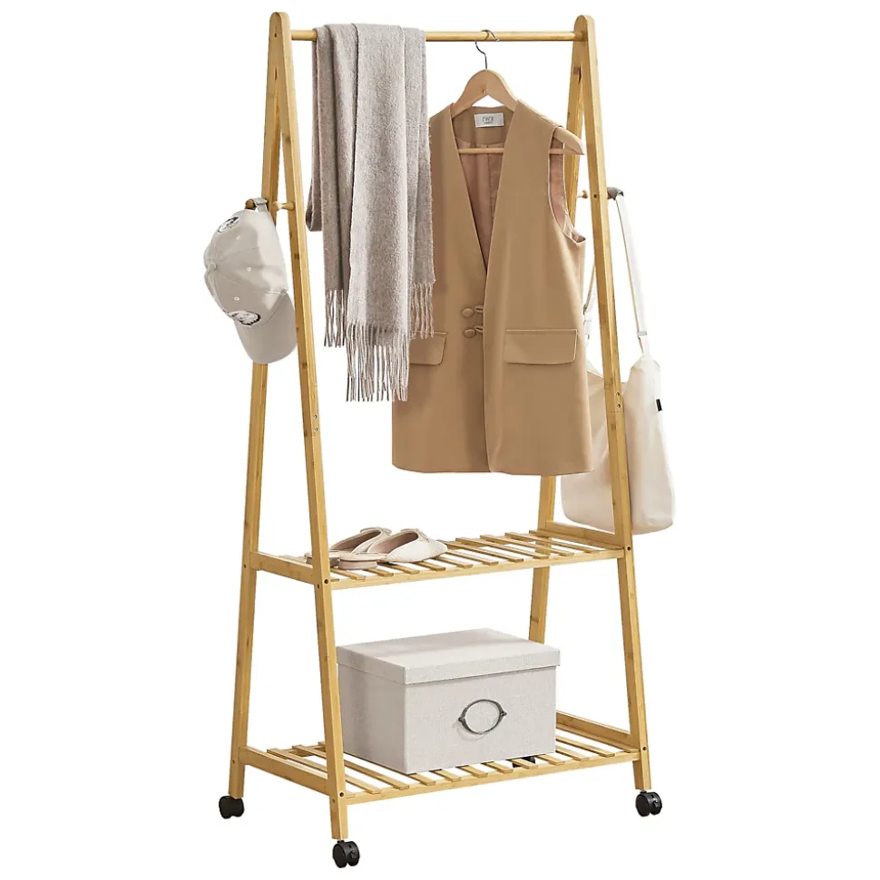 Portant à vêtements à roulettes Ullensvang Bambou 70 x 43 x 152 cm en.casa