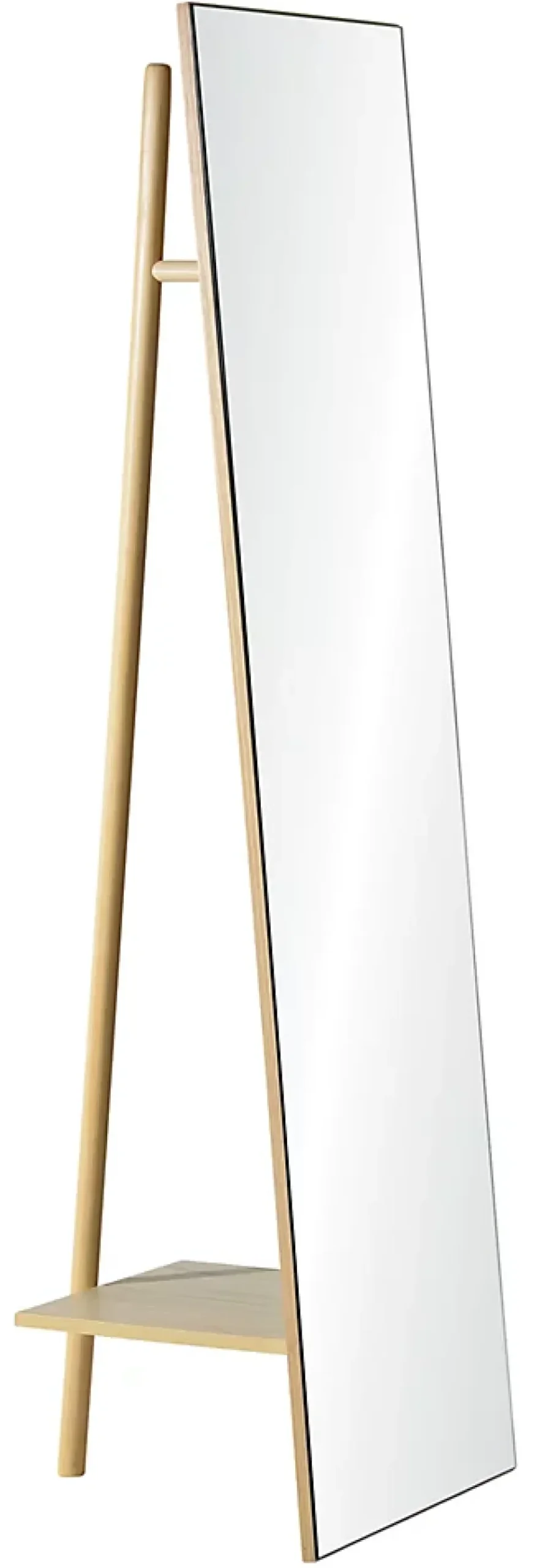 Portant à vêtements 1 étagère et miroir en bois Lunea