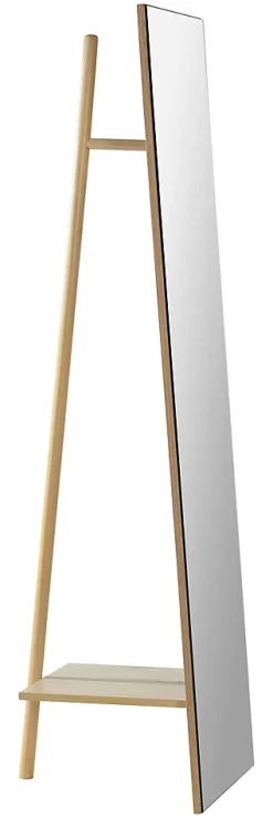 Portant à vêtements 1 étagère et miroir en bois Lunea