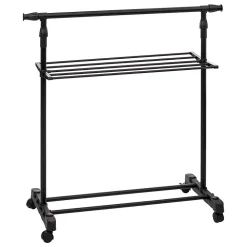 Portant à vêtements avec étendoir à roulettes - Noir- 5five