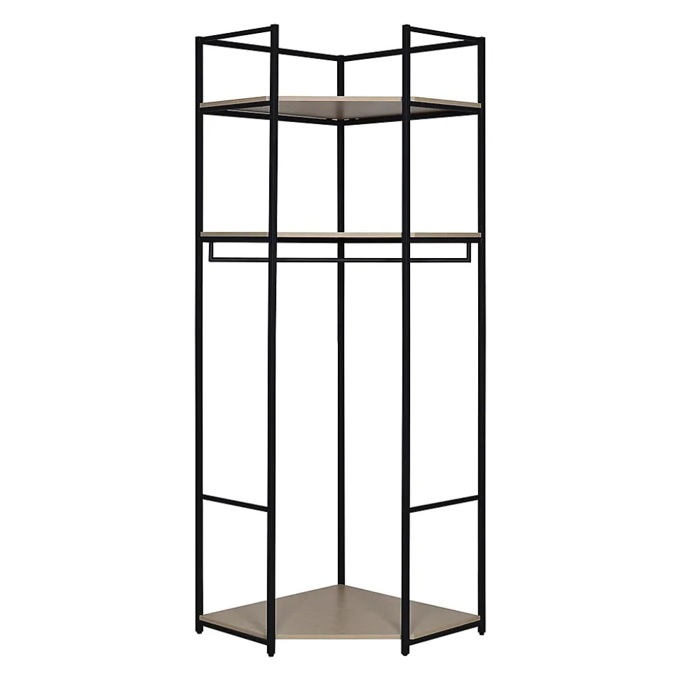 Portant à vêtements d'angle en bois et métal noir 3 étagères et 1 penderie Homesight June l. 70 cm