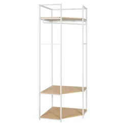 Portant à vêtements d'angle en bois et métal blanc 3 étagères et 1 penderie Homesight June l. 70 cm
