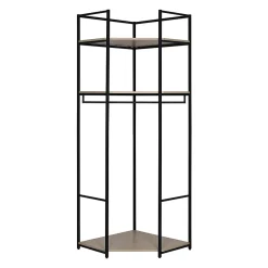 Portant à vêtements d'angle modulable en bois et métal noir 4 étagères 2 penderies Homesight June l. 230 cm