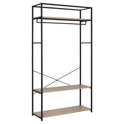 Portant à vêtements d'angle modulable en bois et métal noir 4 étagères 2 penderies Homesight June l. 230 cm